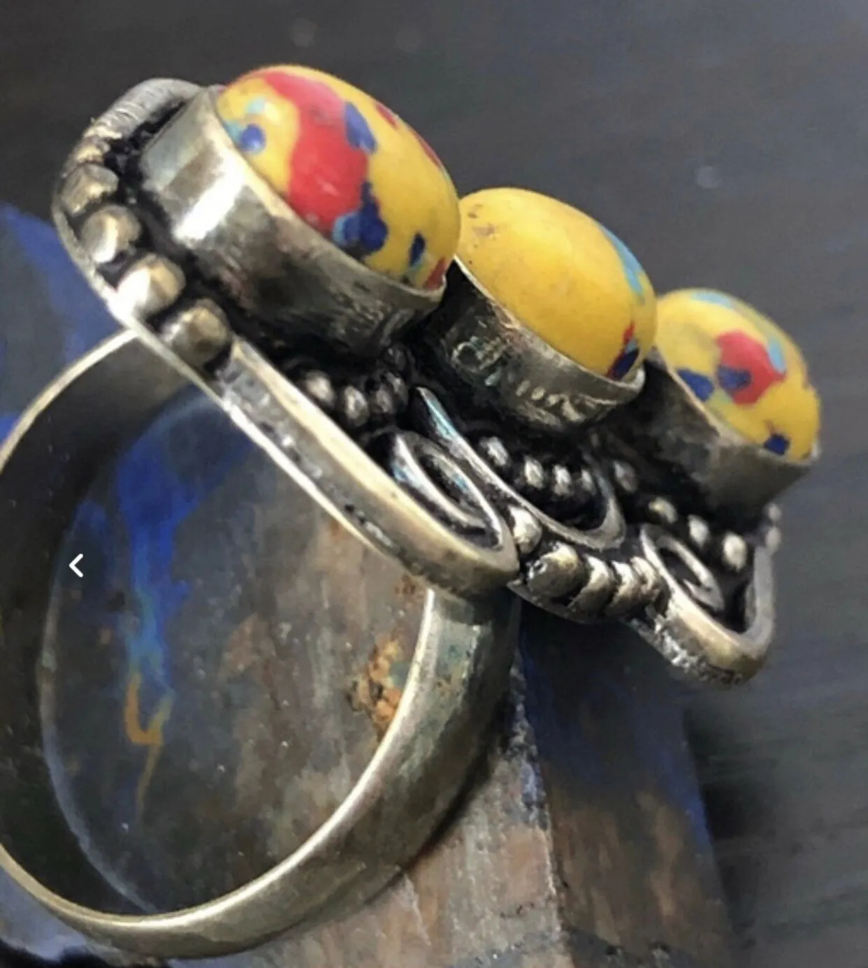 Yellow turquoise statement ring. Size 9.